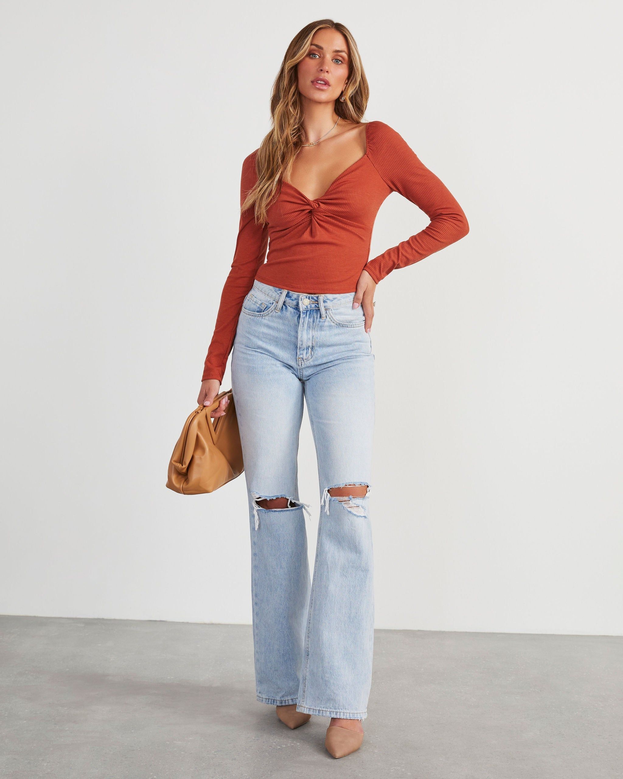 Rozalia Twisted Front Long Sleeve Top sold by Vici