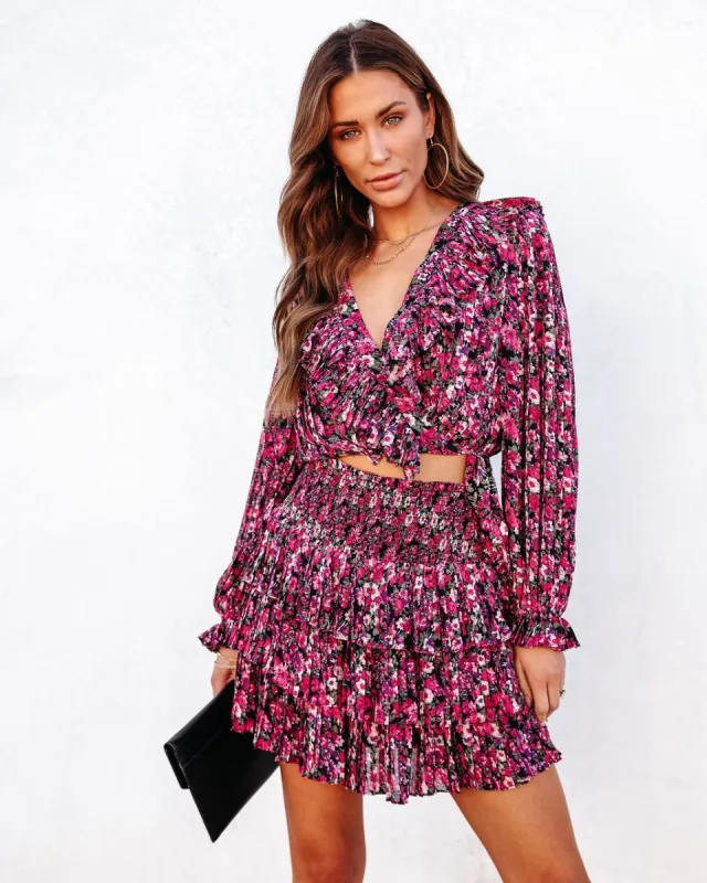 Evangeline Floral Pleated Wrap Top sold by Vici