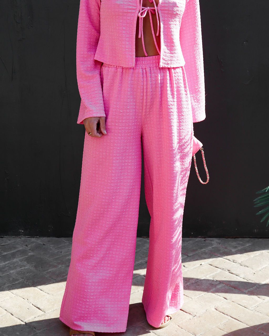 Pushing Limits High Waisted Textured Wide Leg Pants sold by Vici product image thumbnail 2