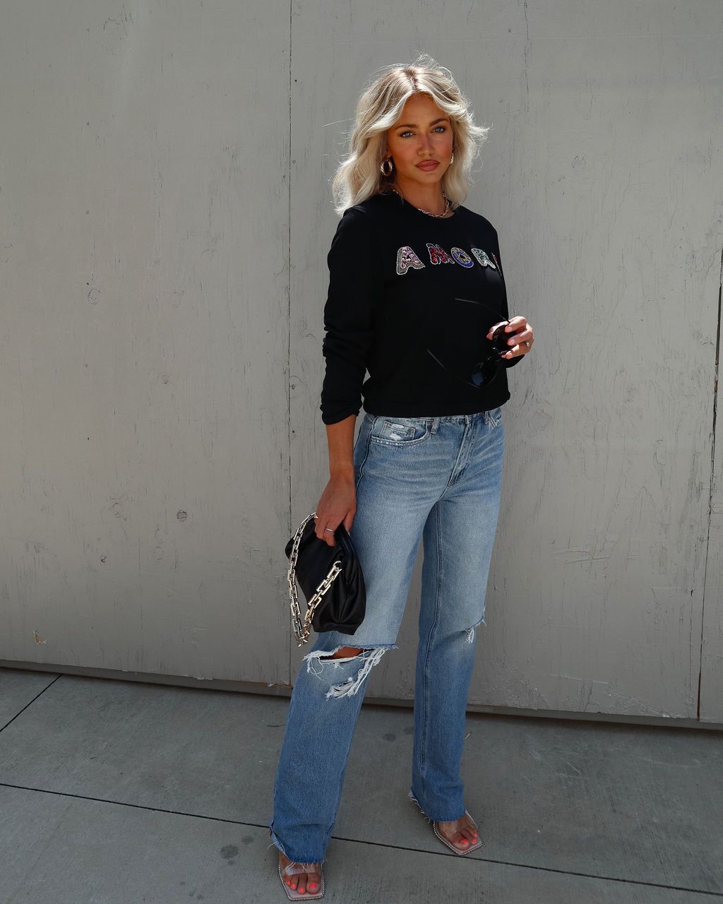 Amore Graphic Pullover Sweatshirt - Black sold by Vici product image thumbnail 6