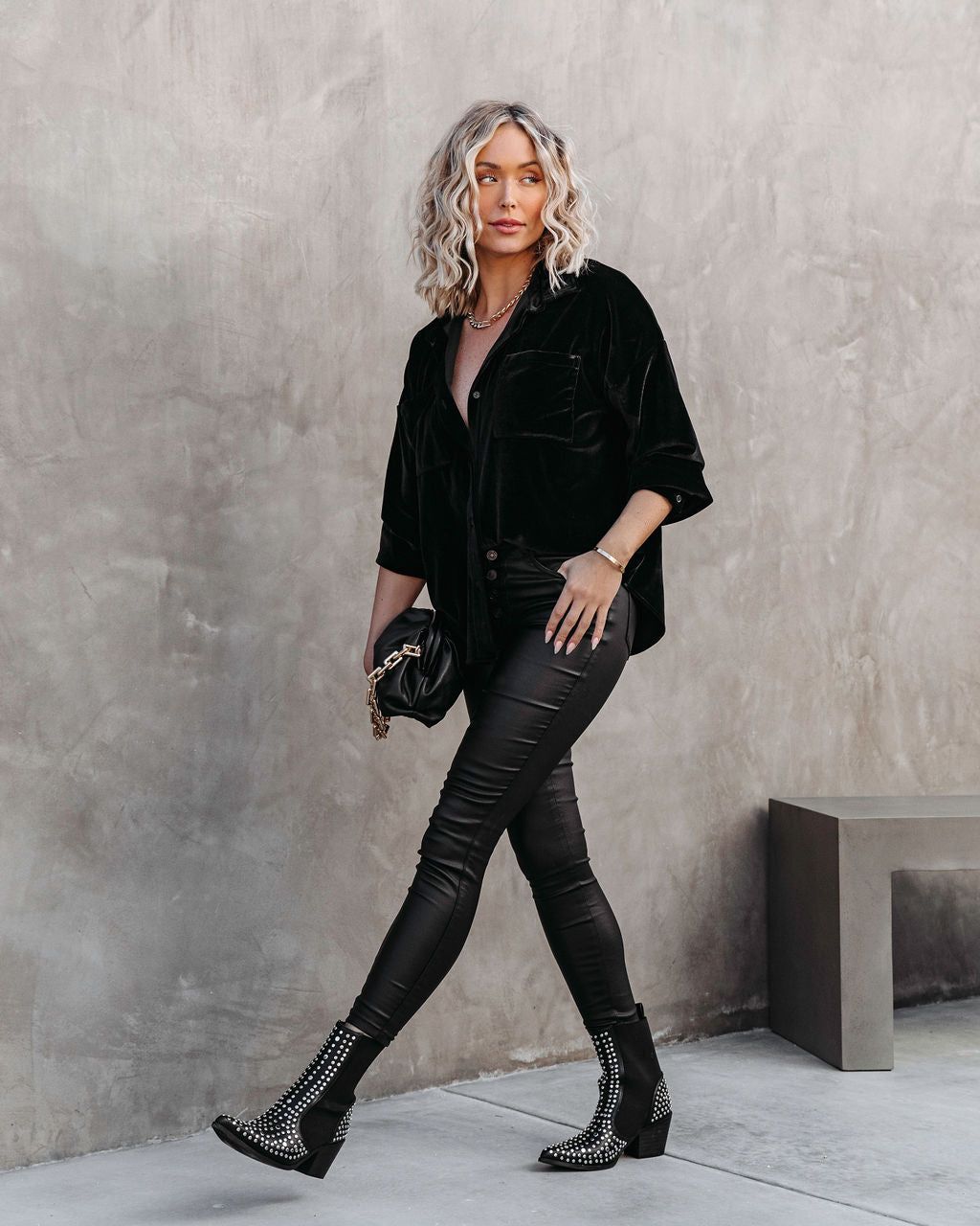 Magical Wonder Velvet Button Down Top - Black sold by Vici product image thumbnail 5