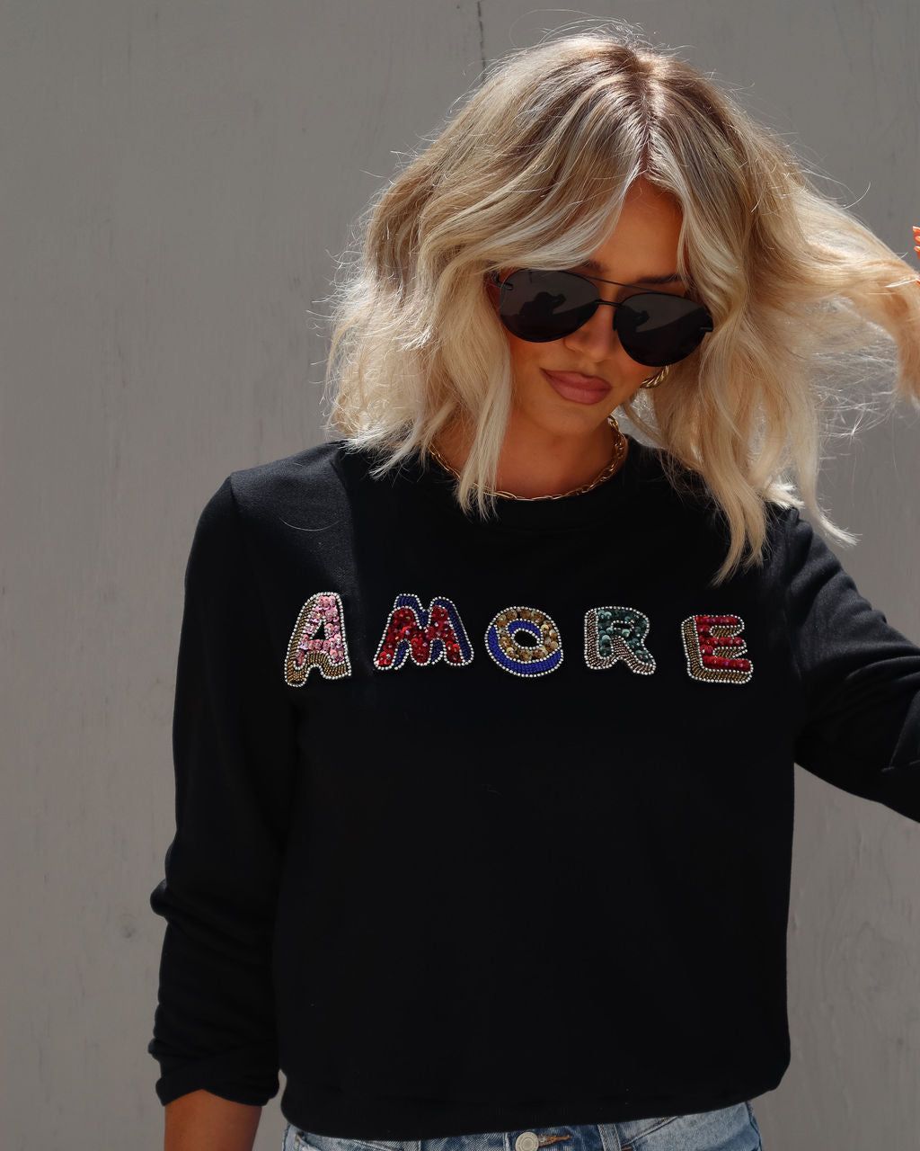 Amore Graphic Pullover Sweatshirt - Black sold by Vici product image thumbnail 5