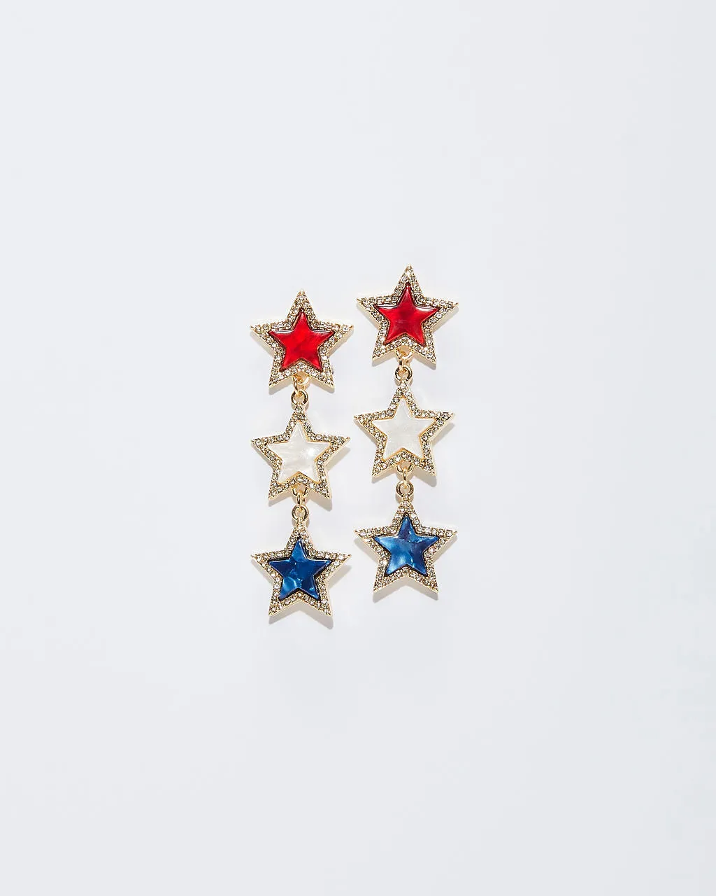 Patriotic Triple Star Drop Earrings sold by Vici product image thumbnail 2