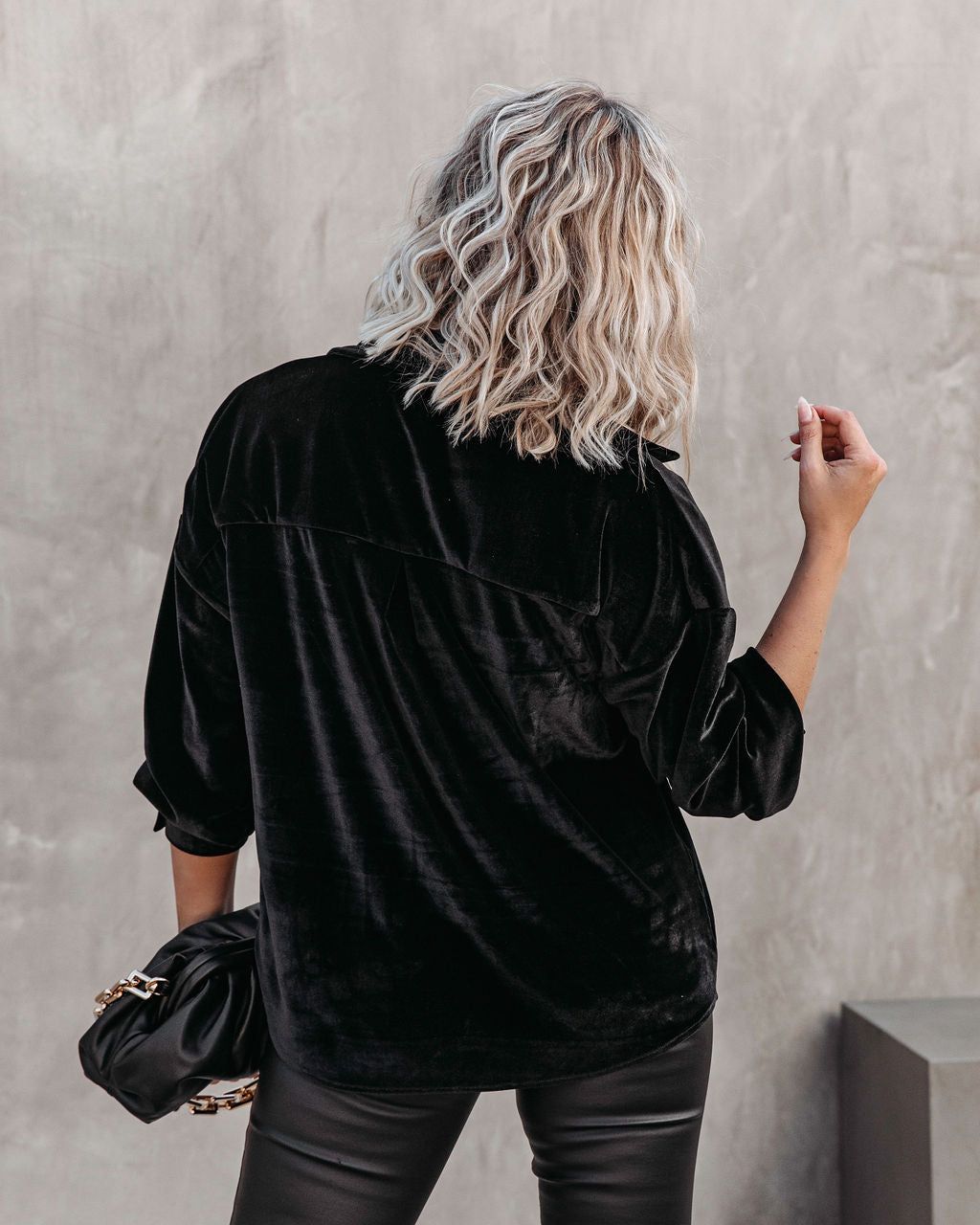Magical Wonder Velvet Button Down Top - Black sold by Vici product image thumbnail 3