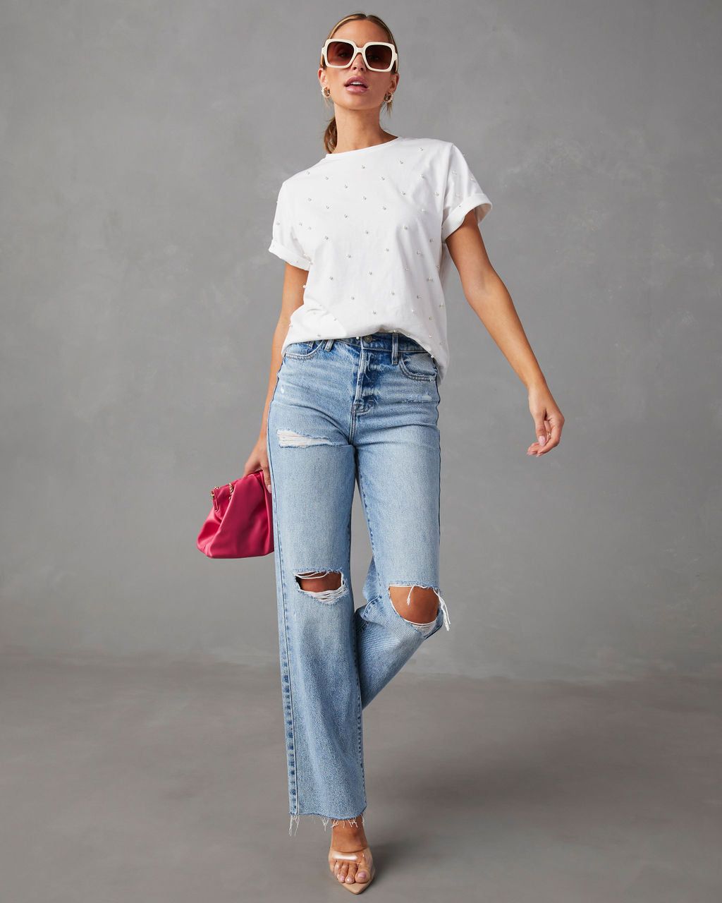 Tarah Pearl Short Sleeve Top - White - SALE sold by Vici product image thumbnail 4