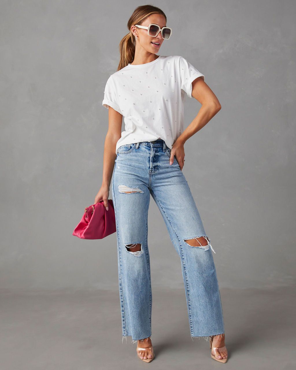 Tarah Pearl Short Sleeve Top - White - SALE sold by Vici product image thumbnail 5