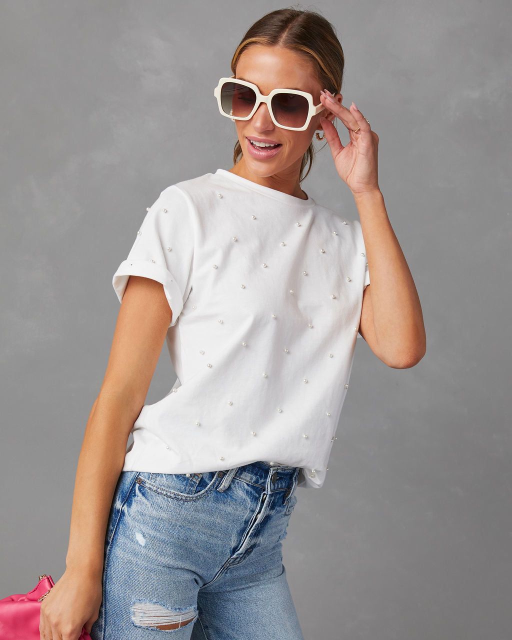 Tarah Pearl Short Sleeve Top - White - SALE sold by Vici product image thumbnail 6