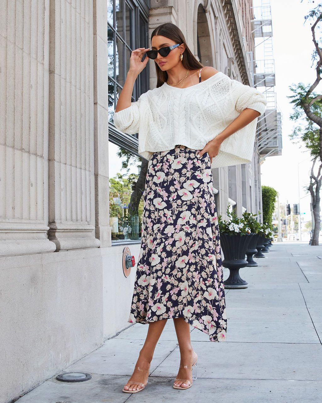 Simply Blooming Satin Slip Midi Dress sold by Vici product image thumbnail 3