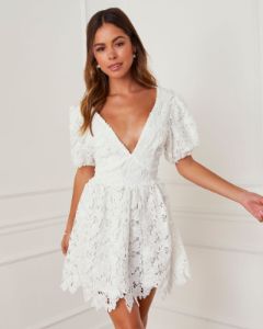 Vitoria Lace Mini Dress - White sold by Vici