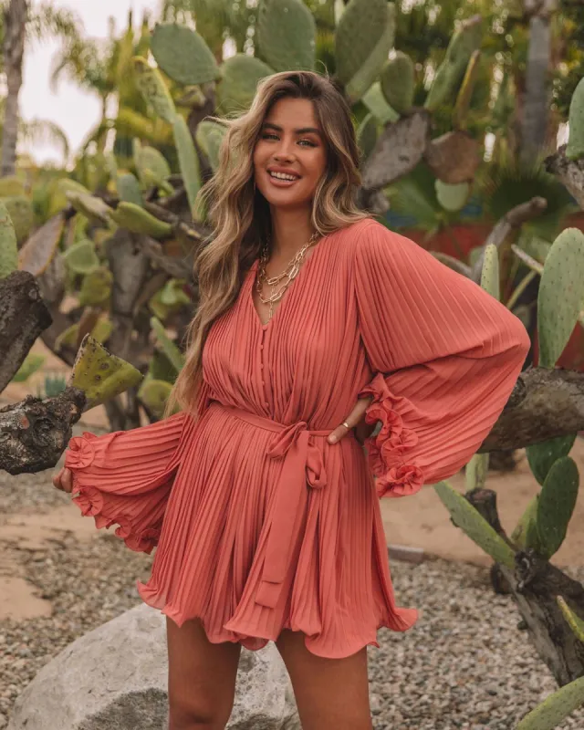 Shine On Pleated Romper - Rose - FINAL SALE sold by Vici