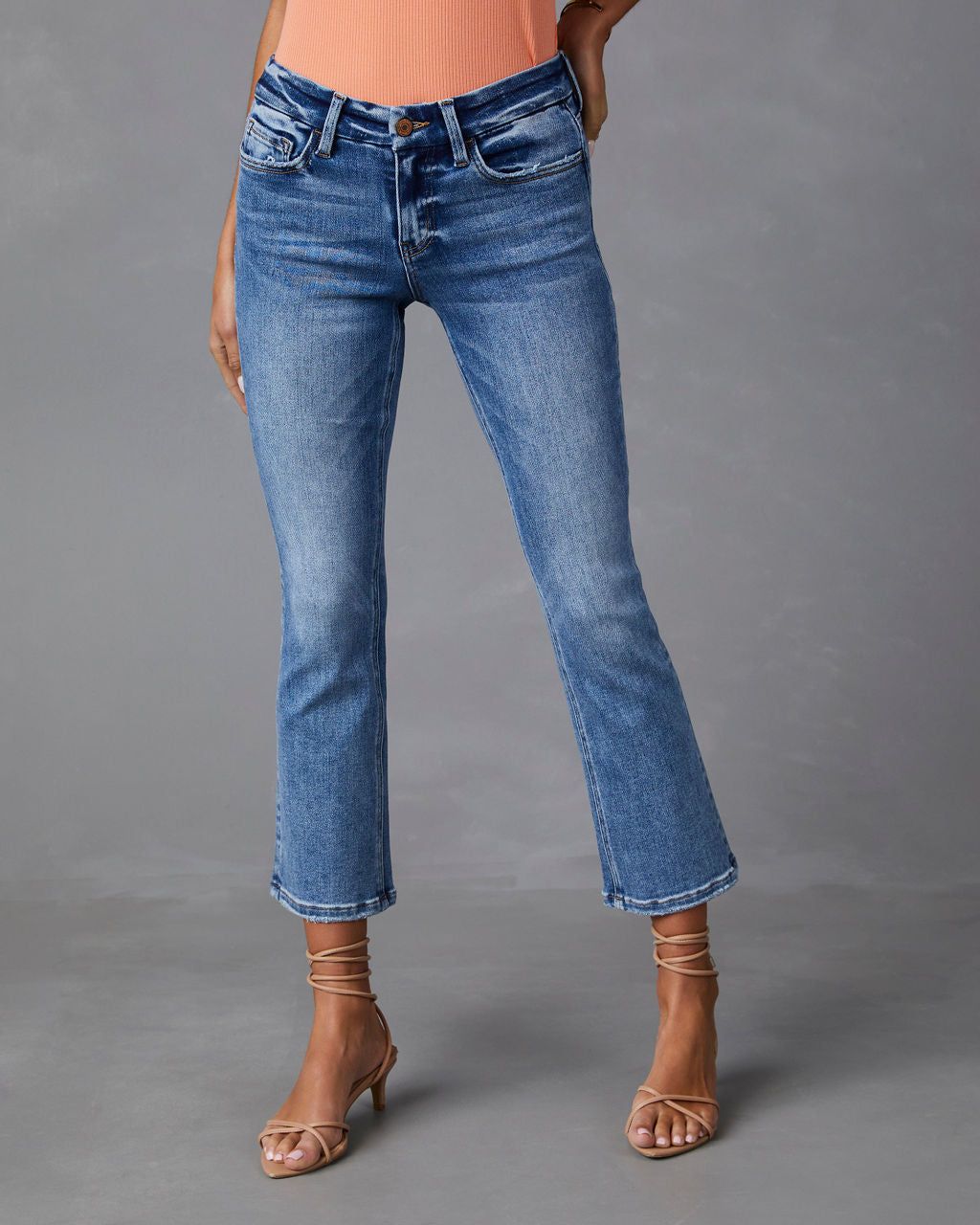 May Mid Rise Cropped Flare Jeans – sold by Vici product image thumbnail 4