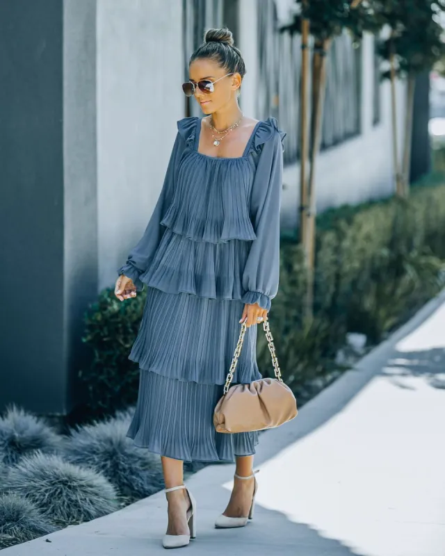 Inez Tiered Plisse Midi Dress - FINAL SALE sold by Vici