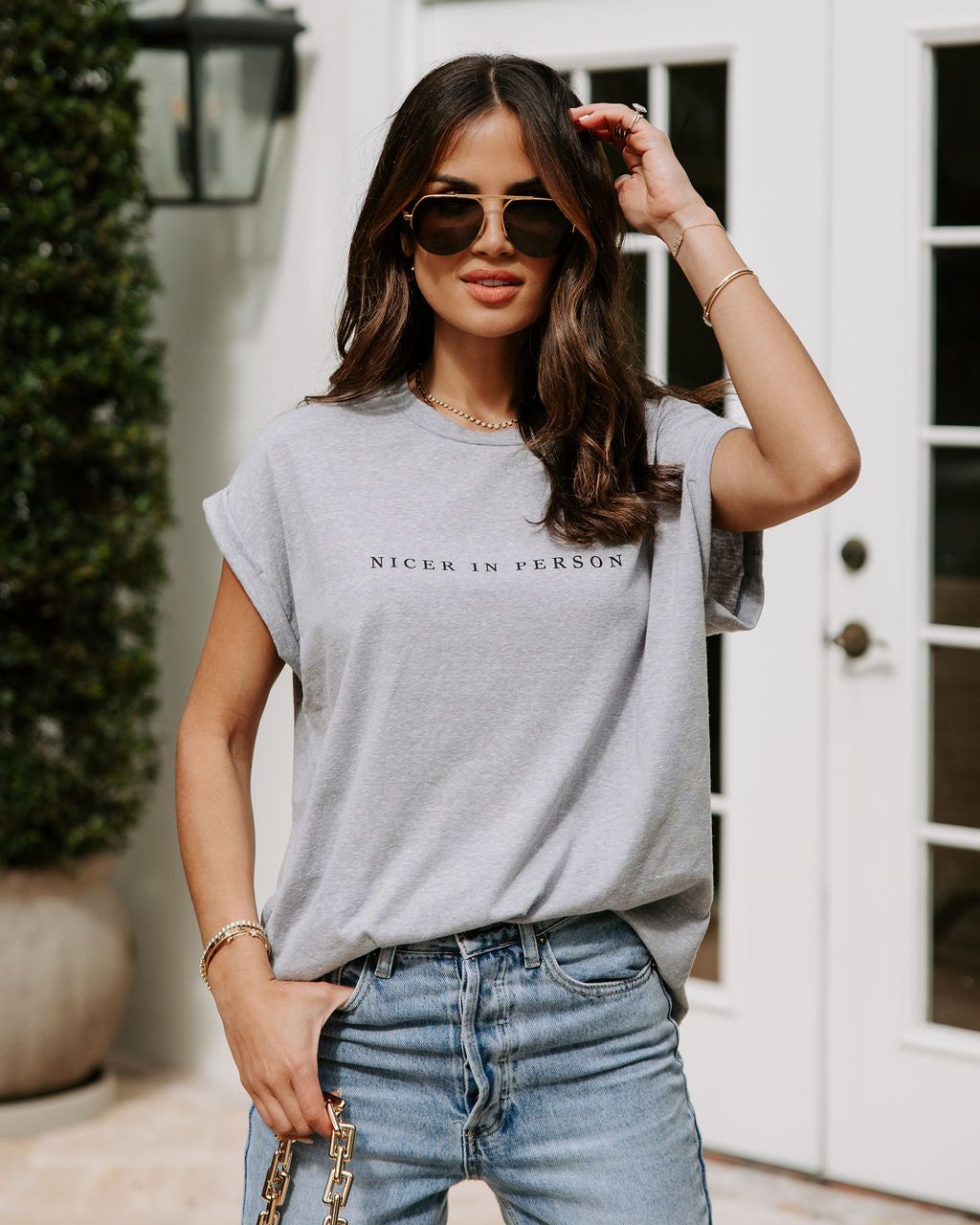 Nicer In Person Cotton Blend Cuffed Tee sold by Vici product image thumbnail 6