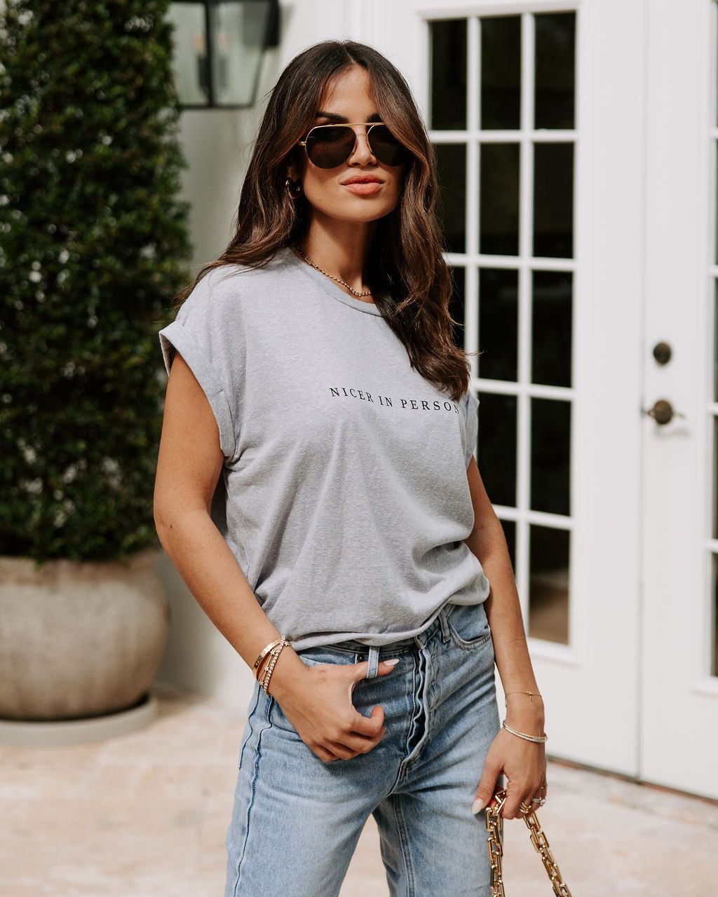 Nicer In Person Cotton Blend Cuffed Tee sold by Vici product image thumbnail 5