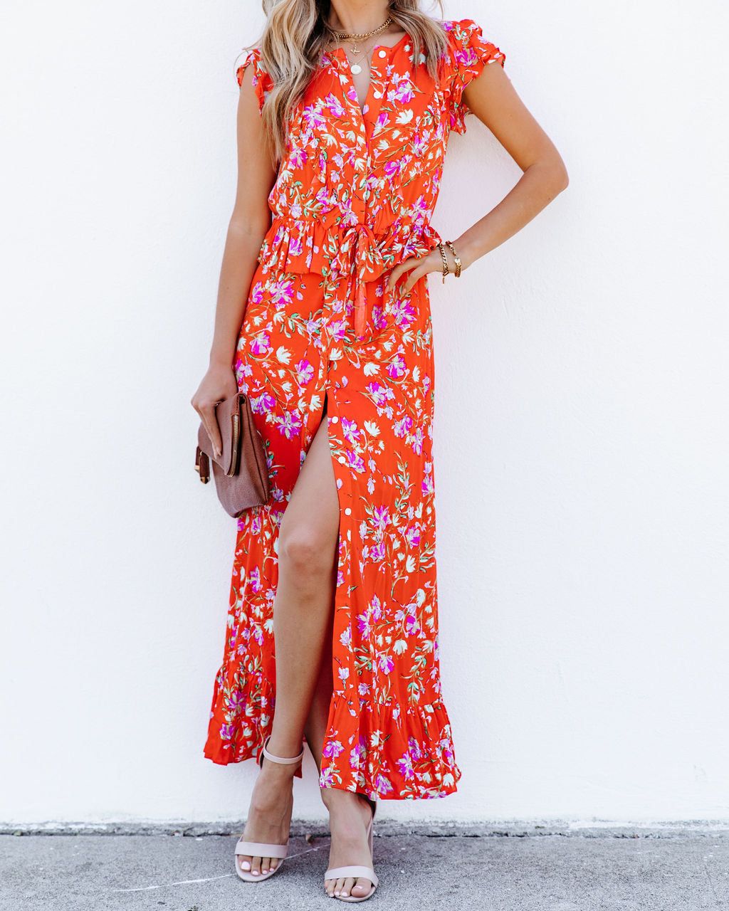 Those Summer Nights Floral Ruffle Maxi Dress - FINAL SALE sold by Vici product image thumbnail 3