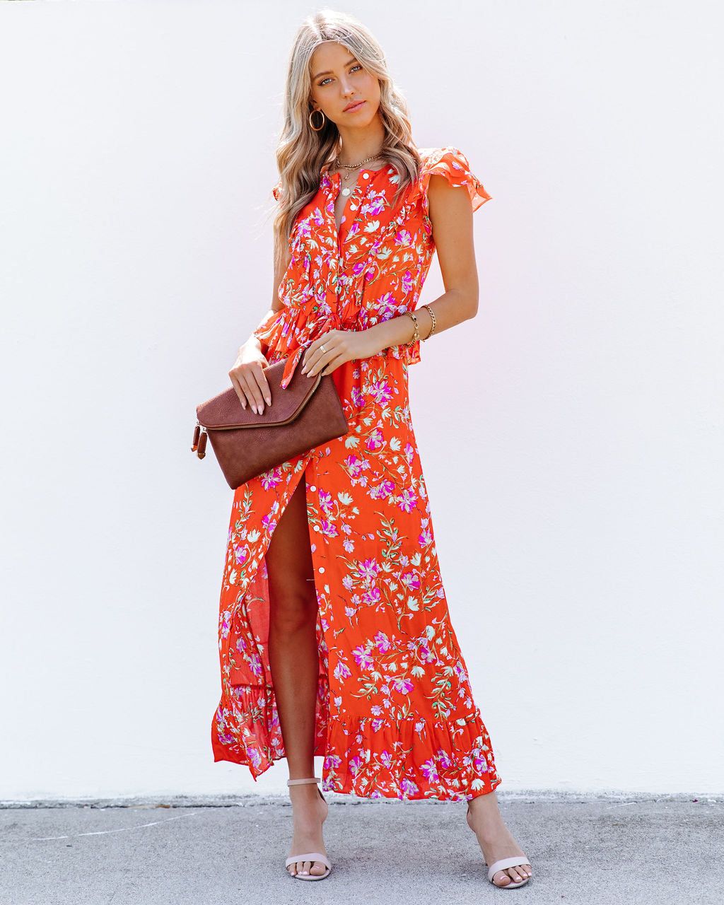 Those Summer Nights Floral Ruffle Maxi Dress - FINAL SALE sold by Vici product image thumbnail 5