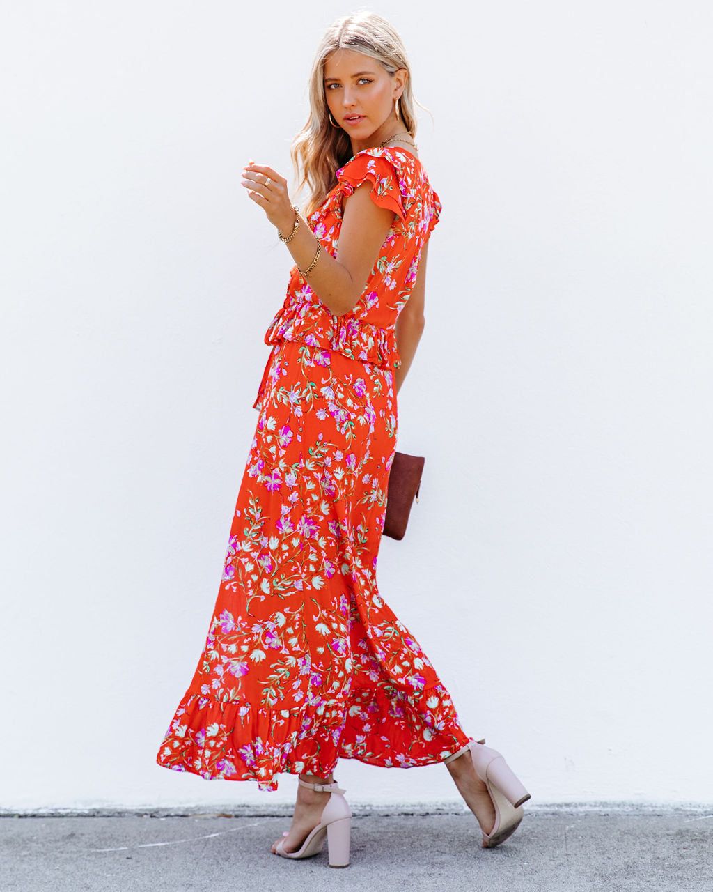 Those Summer Nights Floral Ruffle Maxi Dress - FINAL SALE sold by Vici product image thumbnail 7