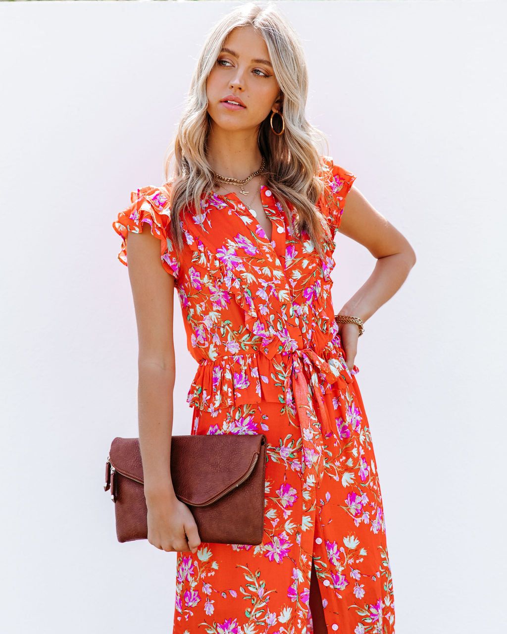 Those Summer Nights Floral Ruffle Maxi Dress - FINAL SALE sold by Vici product image thumbnail 6