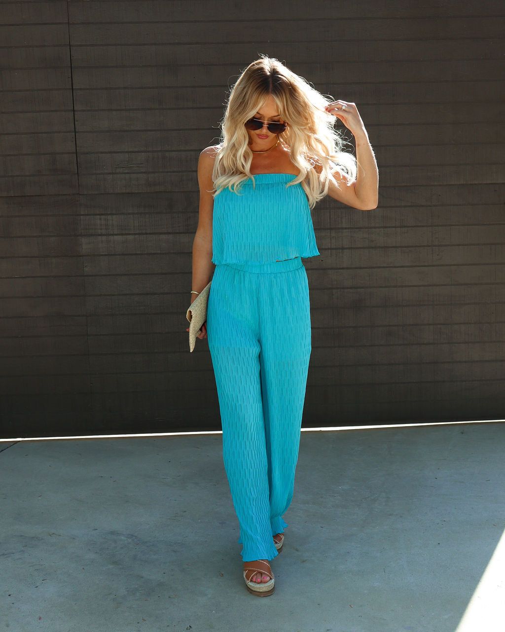 Miami Vice High Waisted Wide Leg Pants - Aqua - FINAL SALE sold by Vici product image thumbnail 2