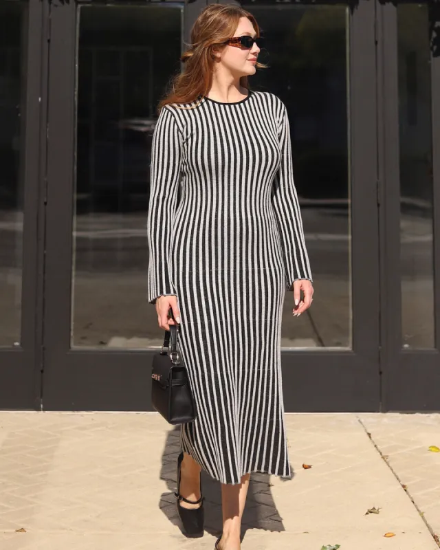 Seville Striped Sweater Midi Dress sold by Vici