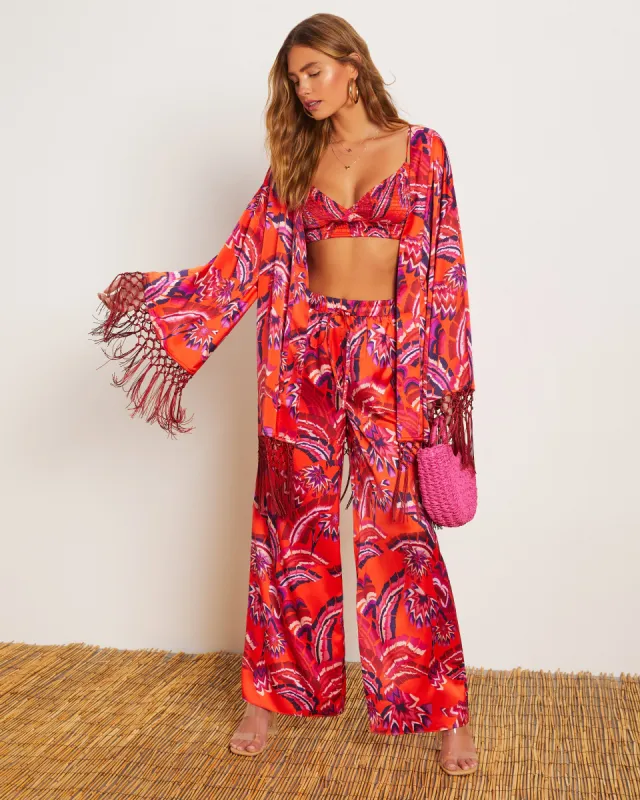 Azra Tropical Fringe Kimono sold by Vici