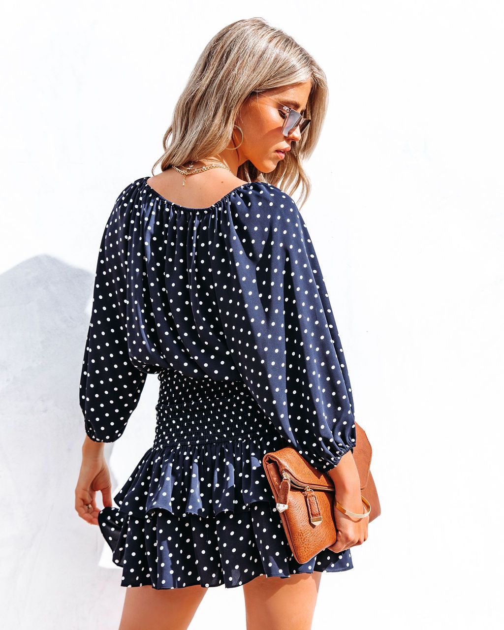 Delaney Smocked Polka Dot Ruffle Dress - FINAL SALE sold by Vici product image thumbnail 2