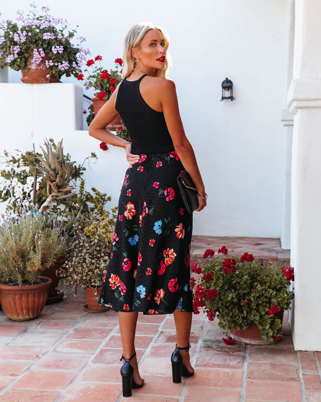 Mariella Floral Slit Midi Skirt sold by Vici product image thumbnail 3