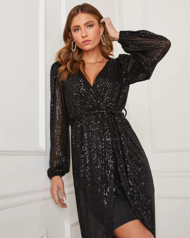 Cameron Sequin Midi Dress sold by Vici
