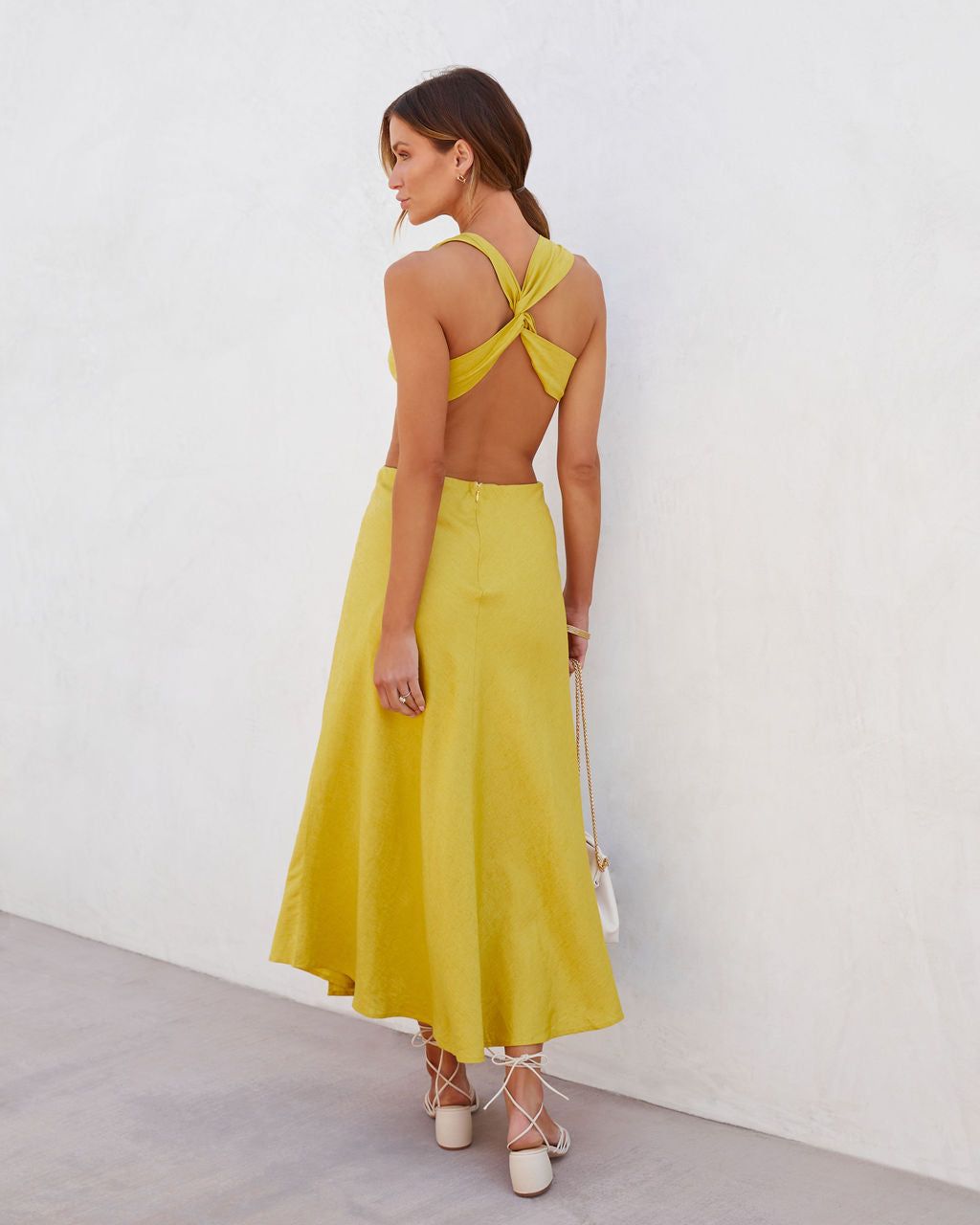 Aviva Linen Blend Cutout Midi Dress sold by Vici product image thumbnail 2