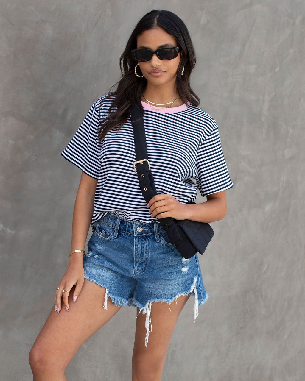 Pierce Cotton Striped T sold by Vici