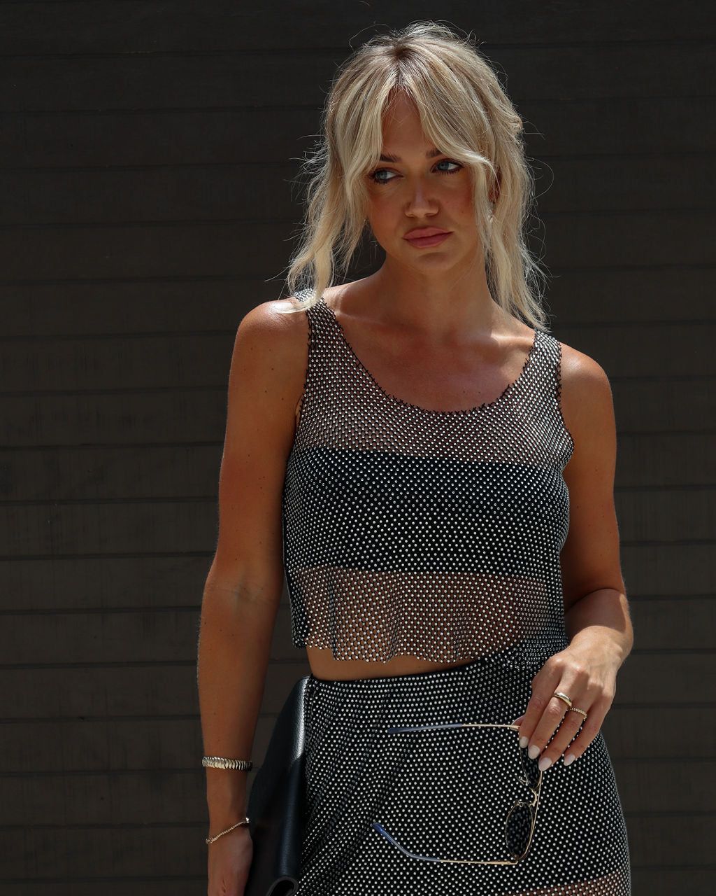 Main Stage Rhinestone Crop Tank - Black - SALE sold by Vici product image thumbnail 6
