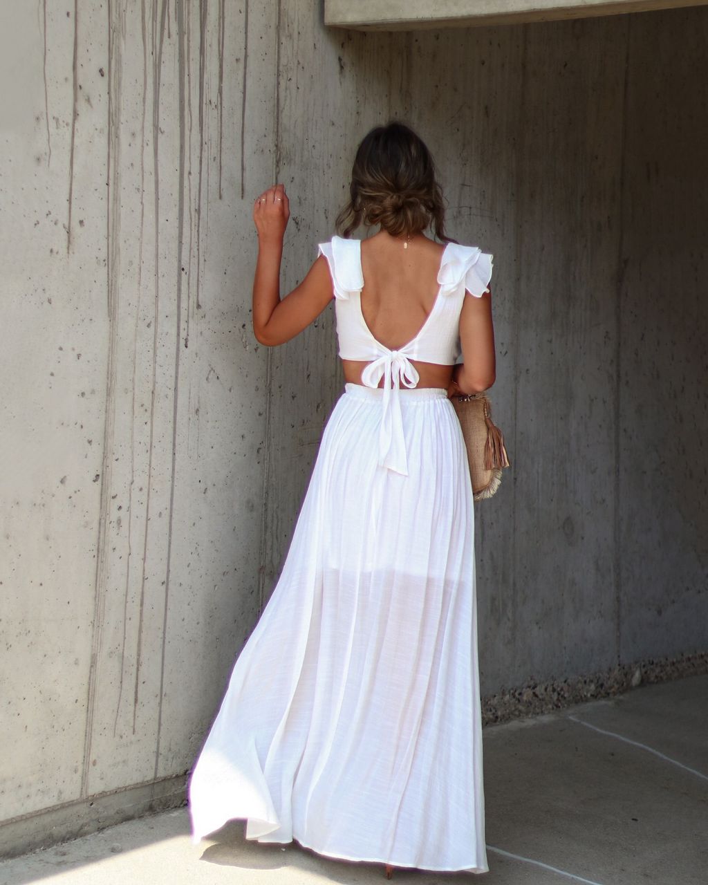Whitestone Plunge Ruffle Maxi Dress - White - SALE sold by Vici product image thumbnail 2