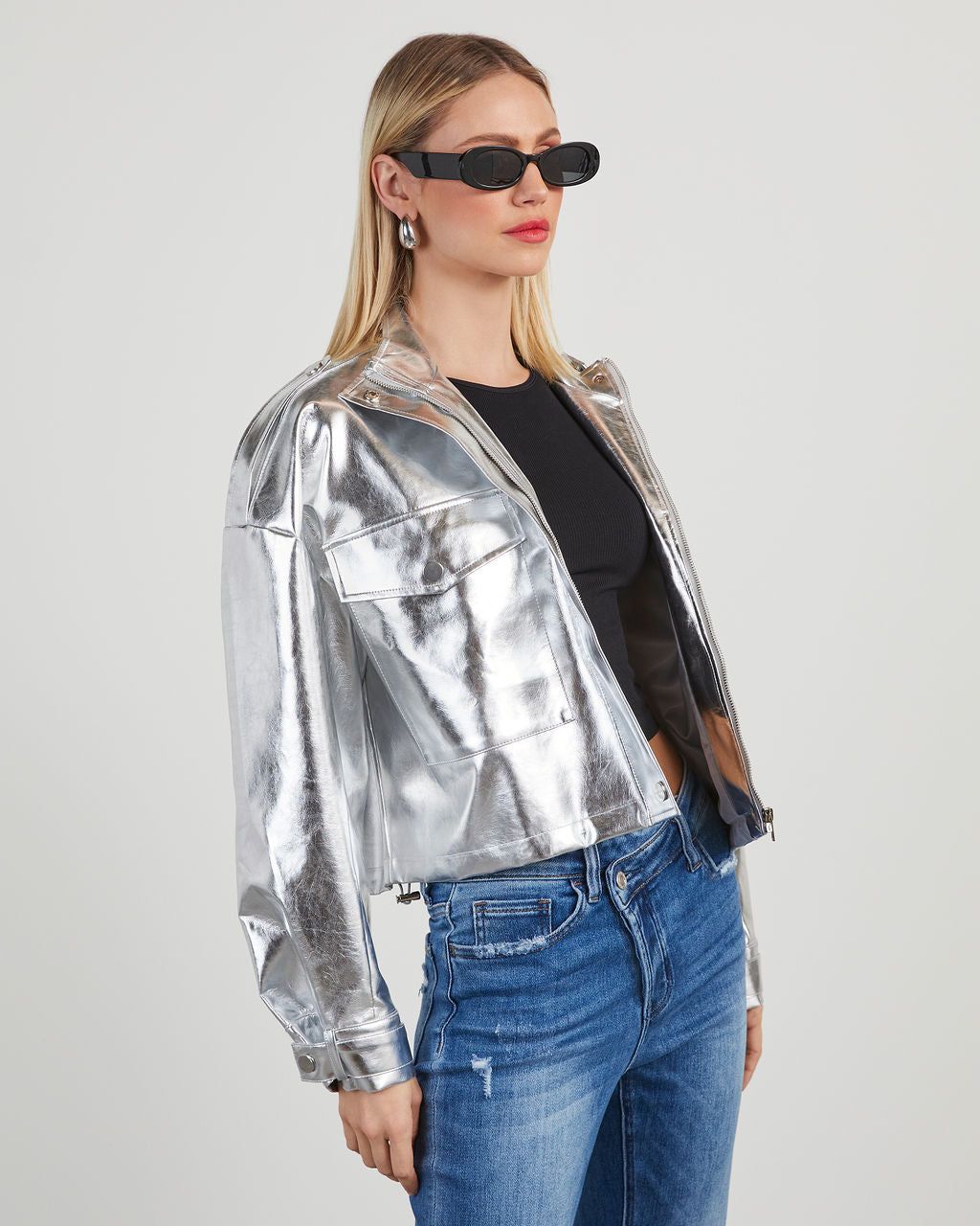 Attention Seeker Metallic Bomber Jacket sold by Vici product image thumbnail 3