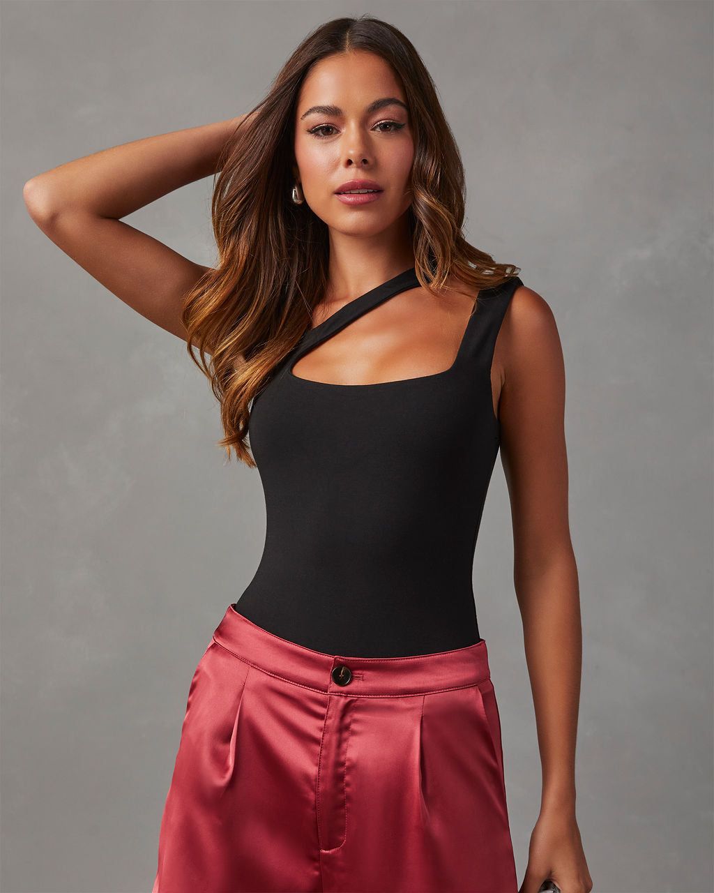 Saison Cutout One Shoulder Knit Bodysuit sold by Vici