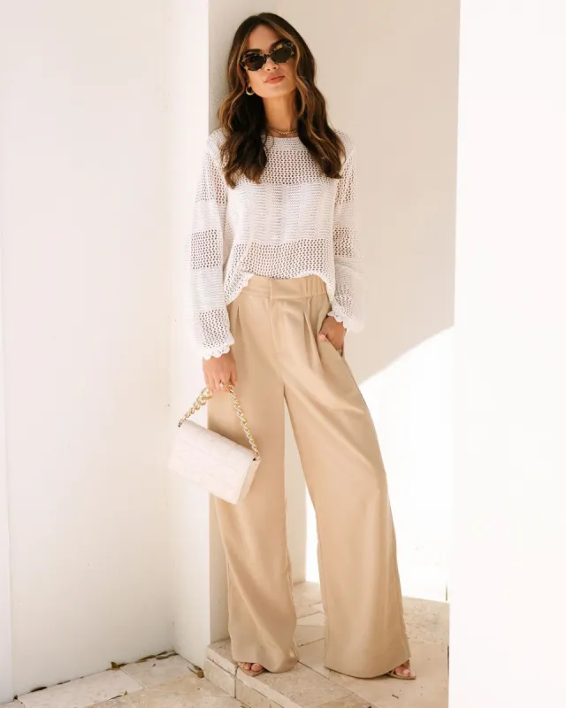 Eden Pocketed Wide Leg Pants - Beige - FINAL SALE made by Vici