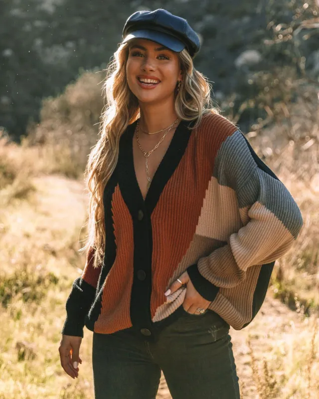 Glee Button Front Colorblock Cardigan - Black Multi - FINAL SALE sold by Vici