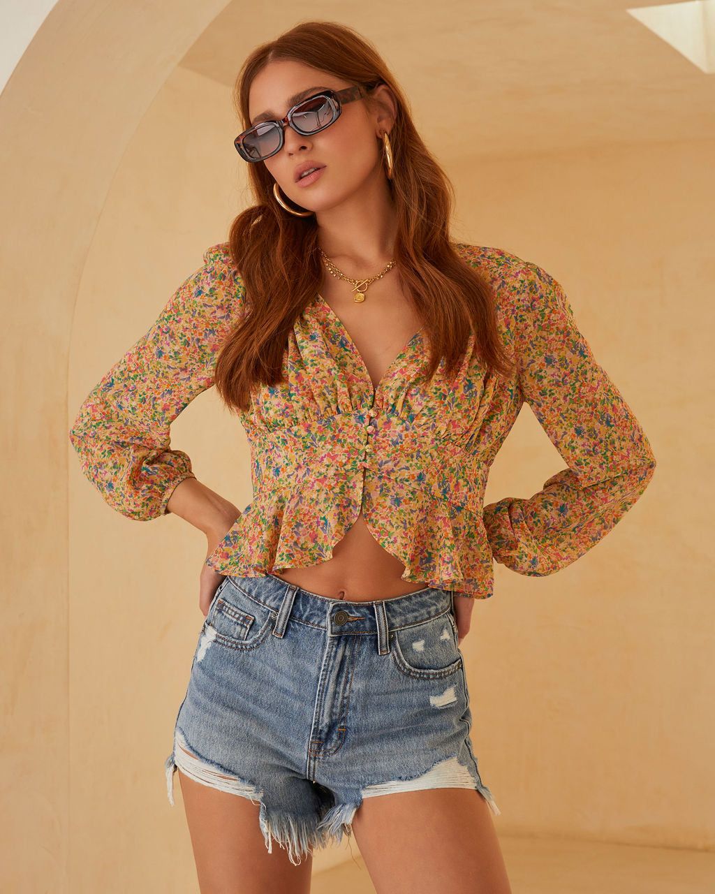 Garden Harvest Smocked Long Sleeve Top - FINAL SALE sold by Vici product image thumbnail 7