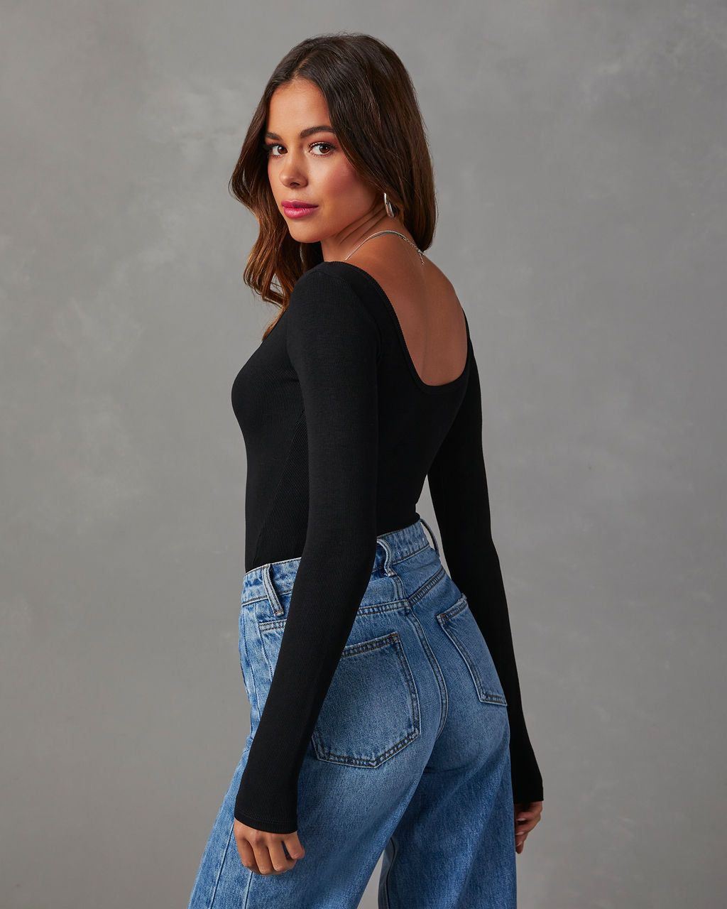 Venus Ribbed Knit Henley Bodysuit - Black sold by Vici product image thumbnail 4