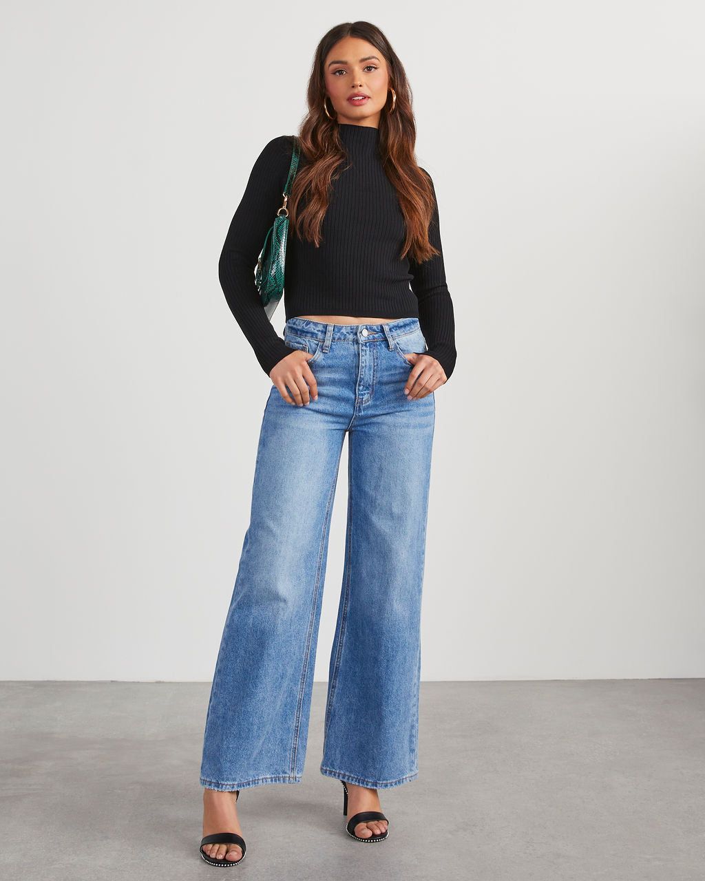 Izora High Rise Wide Leg Jeans sold by Vici