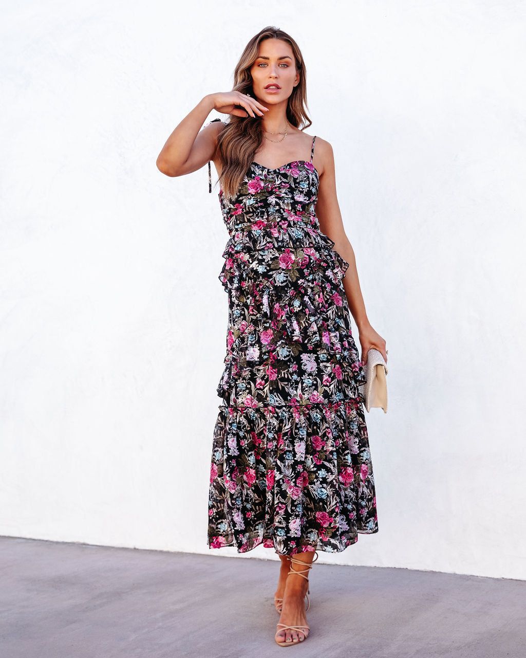 Kaycee Floral Tiered Midi Dress - FINAL SALE sold by Vici product image thumbnail 3