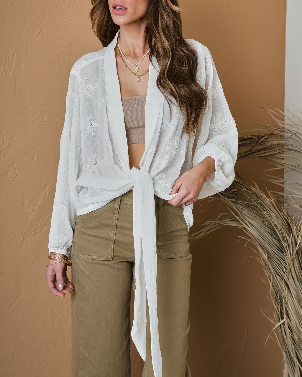 Promise For Life Floral Embroidered Open Front Tie Top sold by Vici product image thumbnail 3