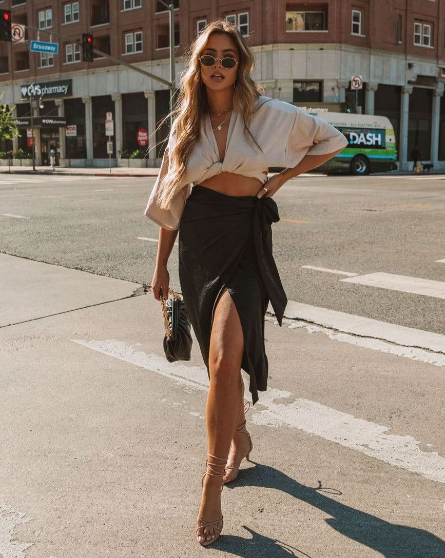 Devotion Wrap Midi Skirt - Black - FINAL SALE sold by Vici