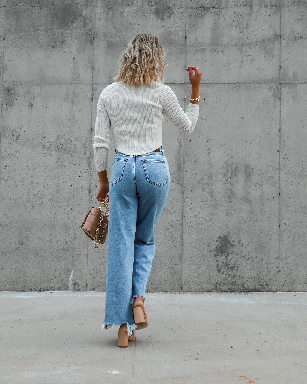 Stacie Knit Front Tie Long Sleeve Top - Cream - FINAL SALE sold by Vici product image thumbnail 4