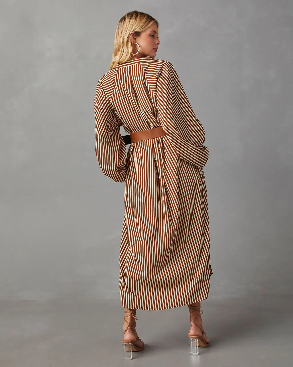 Dimarco Striped Pocketed Belted Midi Dress sold by Vici product image thumbnail 5