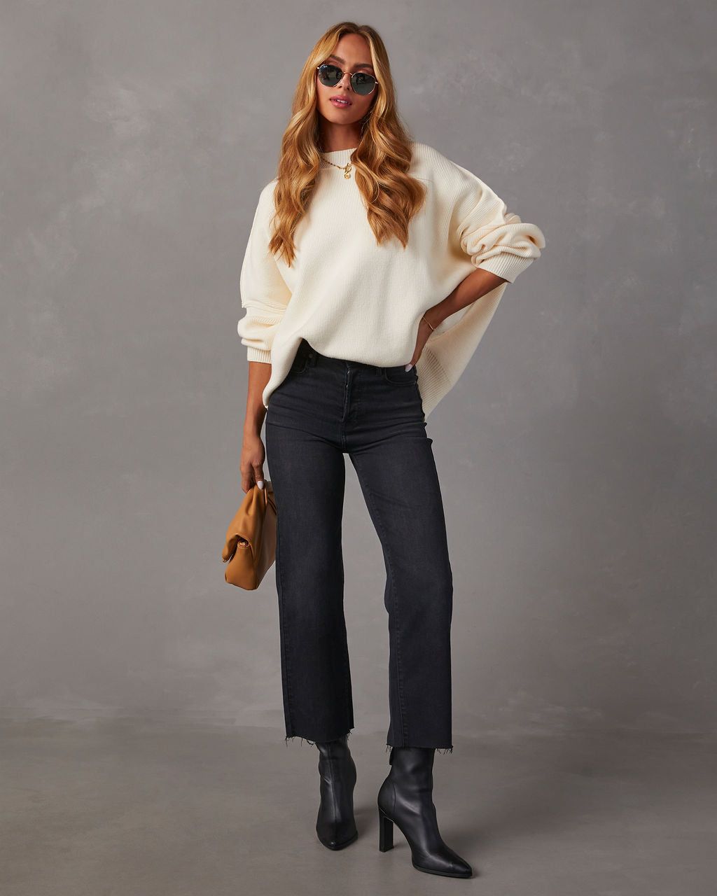 Elouise Knit Oversized Pullover Sweater - Ivory sold by Vici product image thumbnail 4