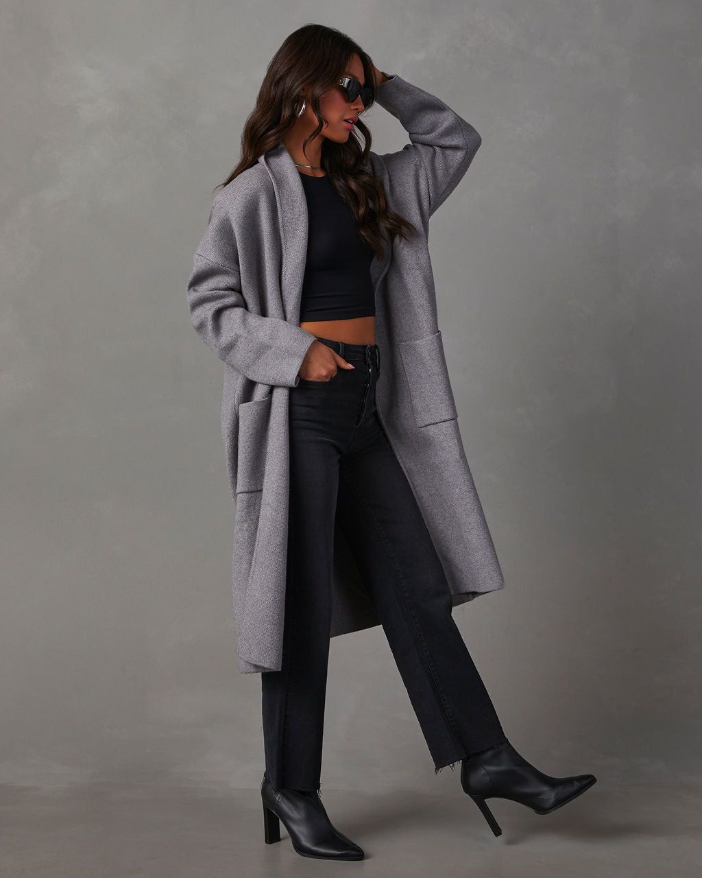 Coletti Longline Open Front Duster - Grey sold by Vici product image thumbnail 3