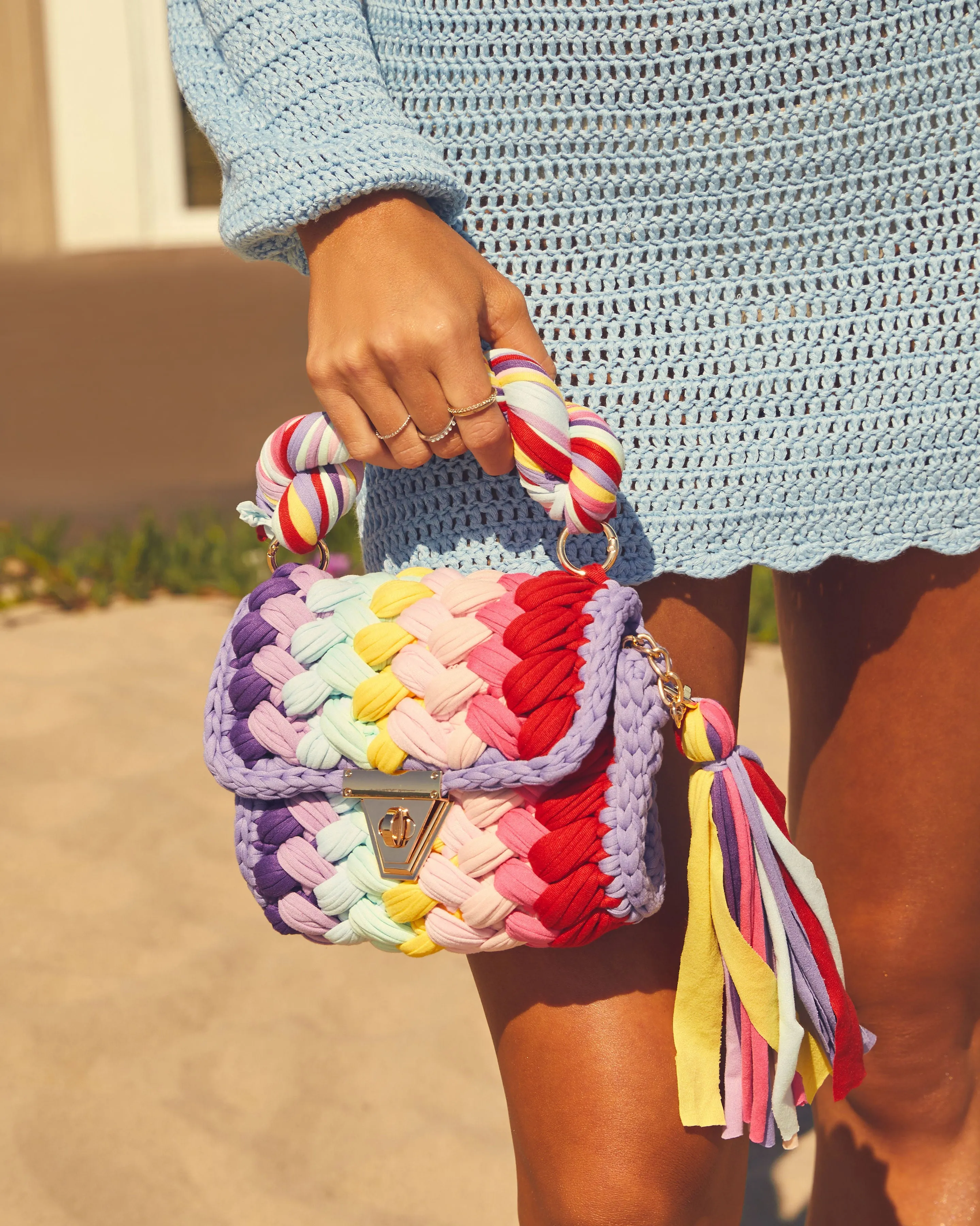 Rainbow Braided Top Handle Bag sold by Vici product image thumbnail 5
