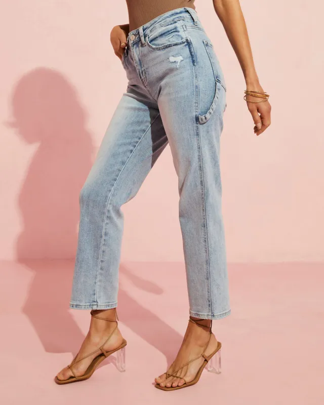 Conquer High Rise Cropped Utility Jeans sold by Vici