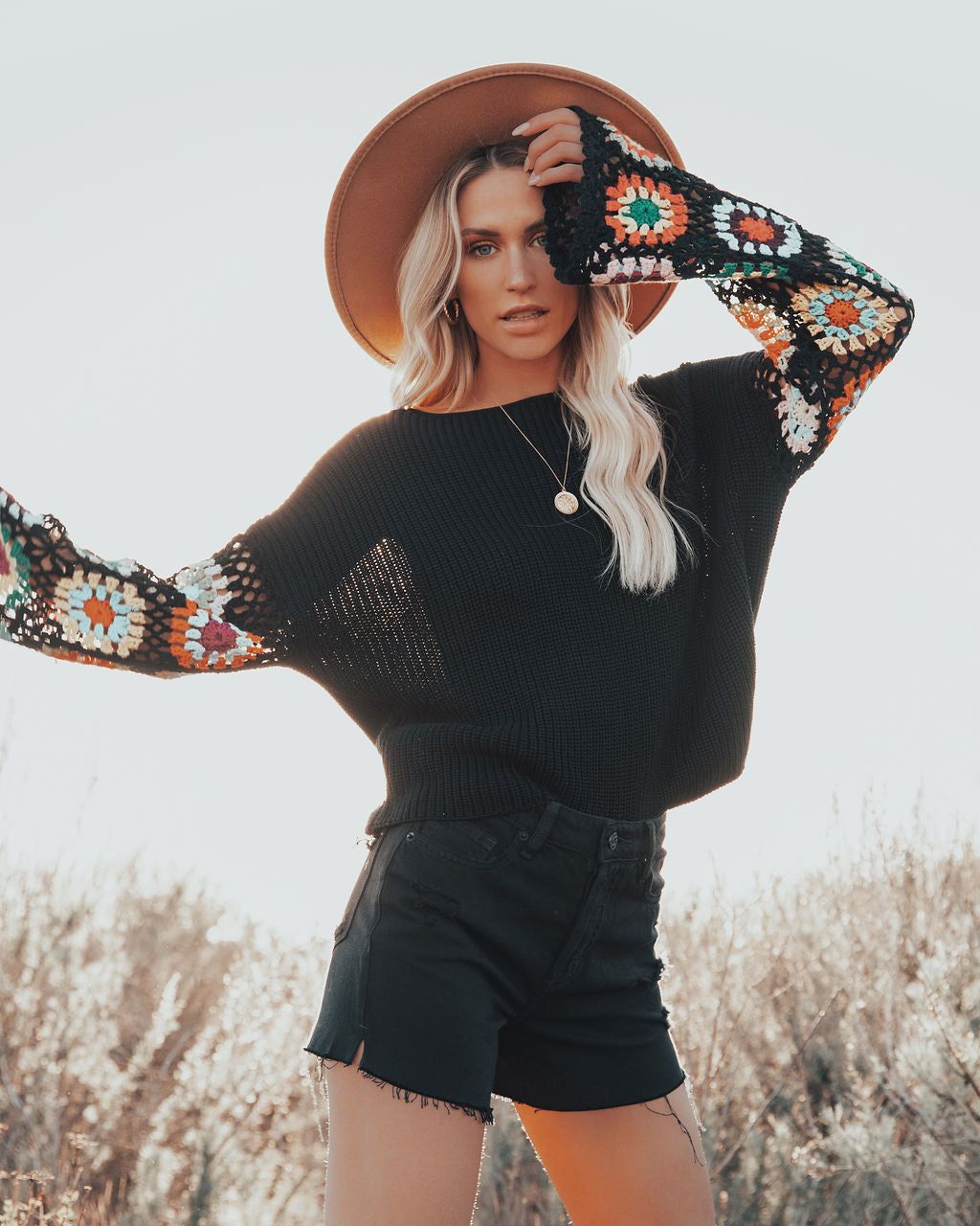 Wallflower Cotton Blend Crochet Sleeve Sweater - SALE sold by Vici product image thumbnail 6