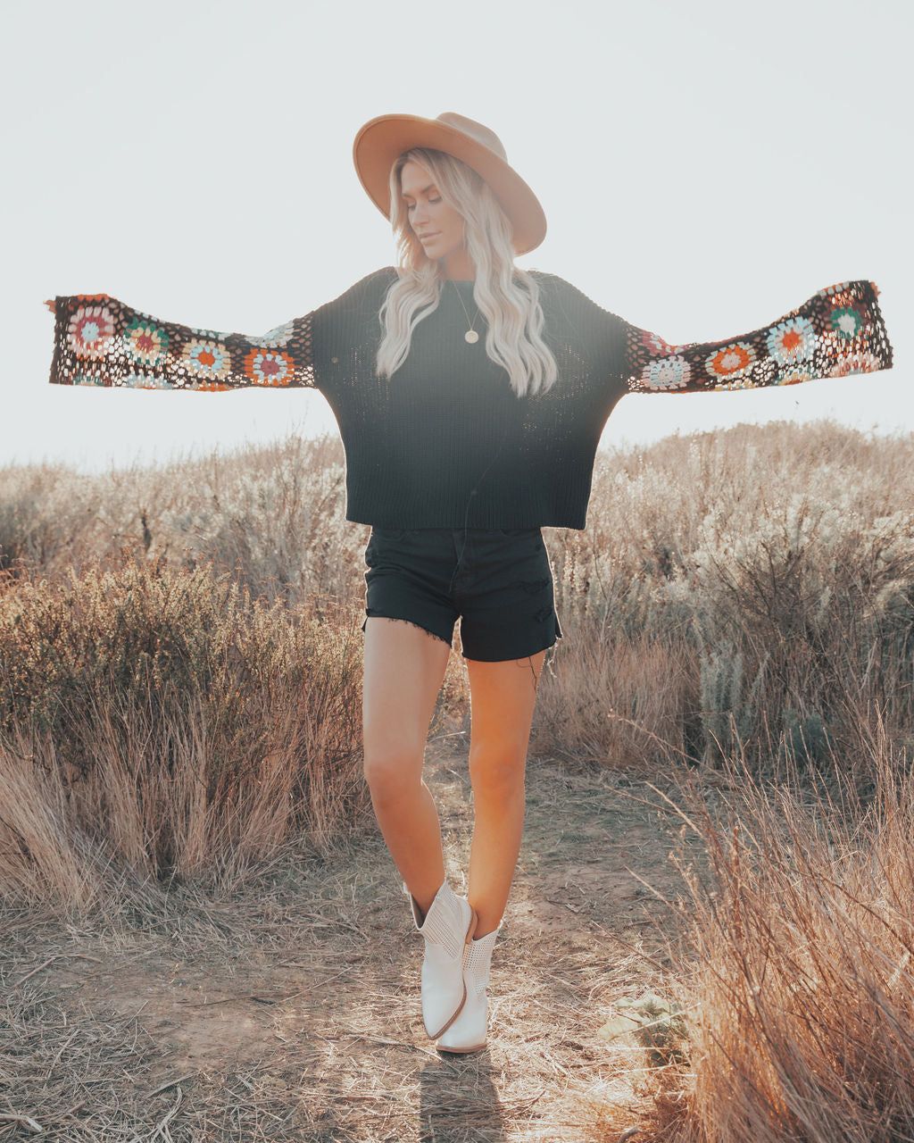 Wallflower Cotton Blend Crochet Sleeve Sweater - SALE sold by Vici product image thumbnail 8